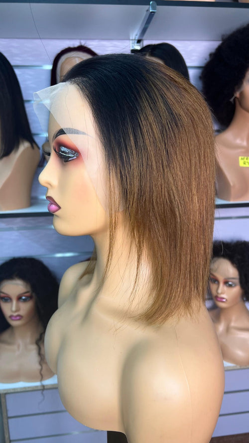 10-Inch Bob Glueless Frontal Wig - Color #1B/T4 Ombre