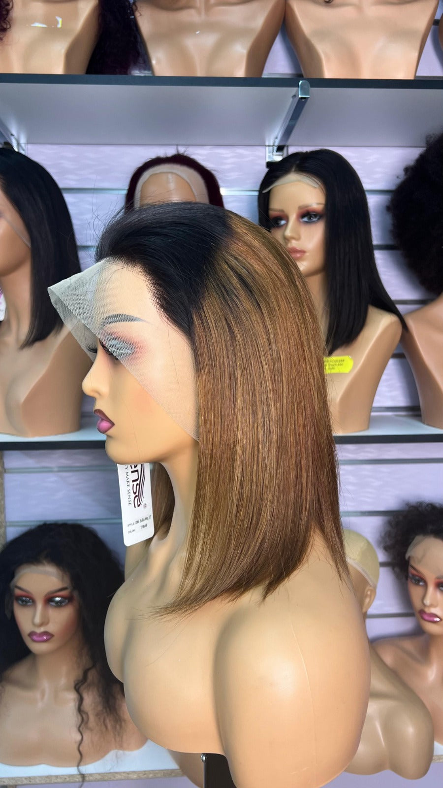 12-Inch Bob Glueless Frontal Wig - Color #1B/T4 Ombre