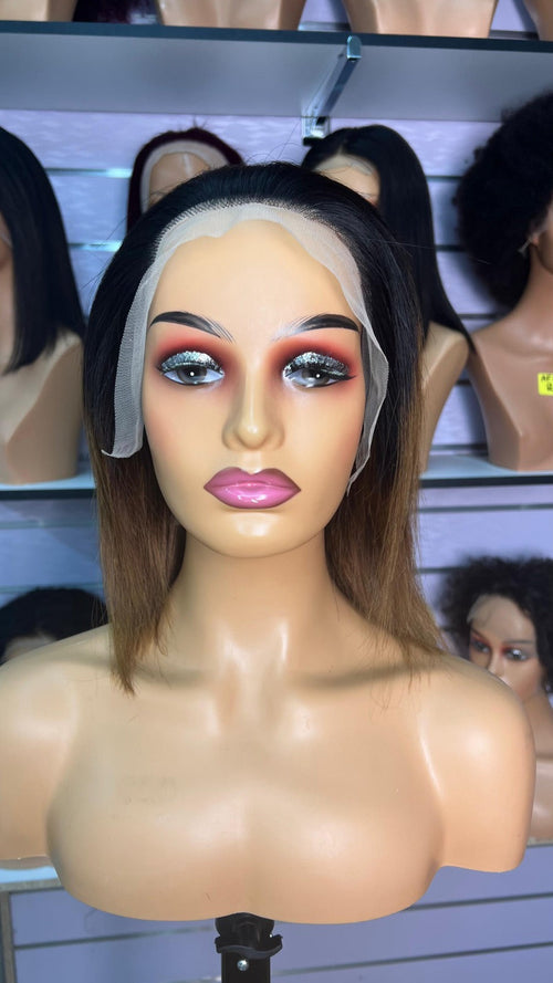10-Inch Bob Glueless Frontal Wig - Color #1B/T4 Ombre