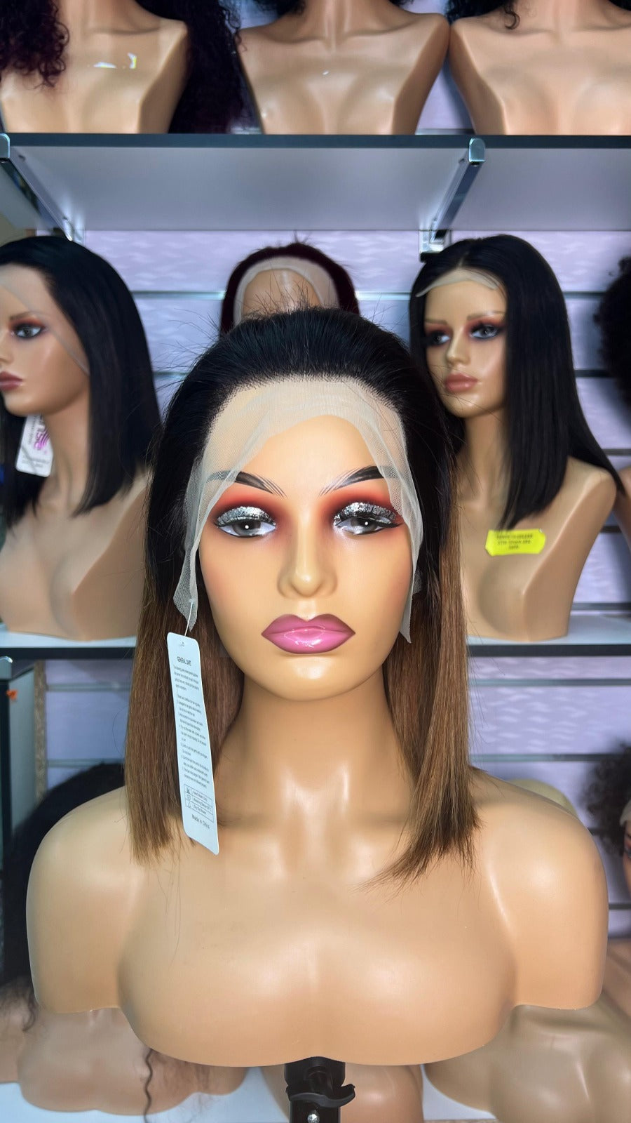 12-Inch Bob Glueless Frontal Wig - Color #1B/T4 Ombre