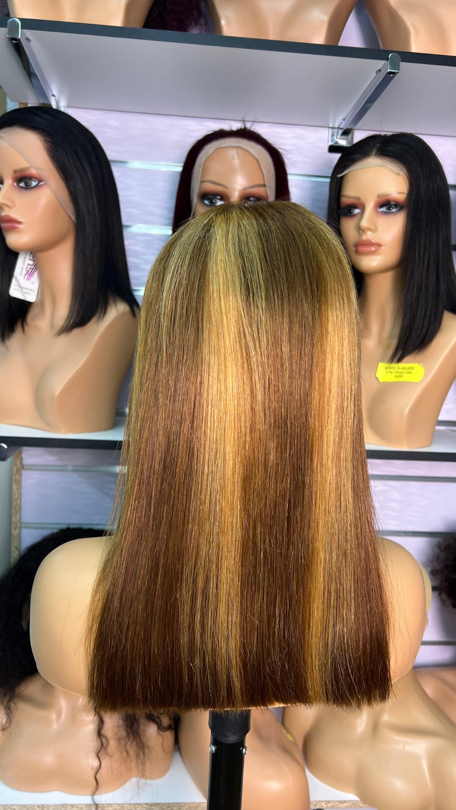 16-Inch Bob Glueless Frontal Wig - Color #4/27 Piano