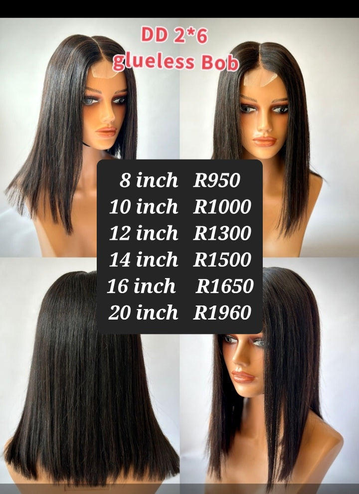 Double Drawn 2x6 Glueless Bob Wig