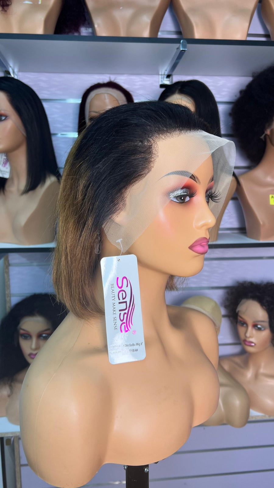 8-Inch Bob Glueless Frontal Wig - Color #1B/T4 Ombre