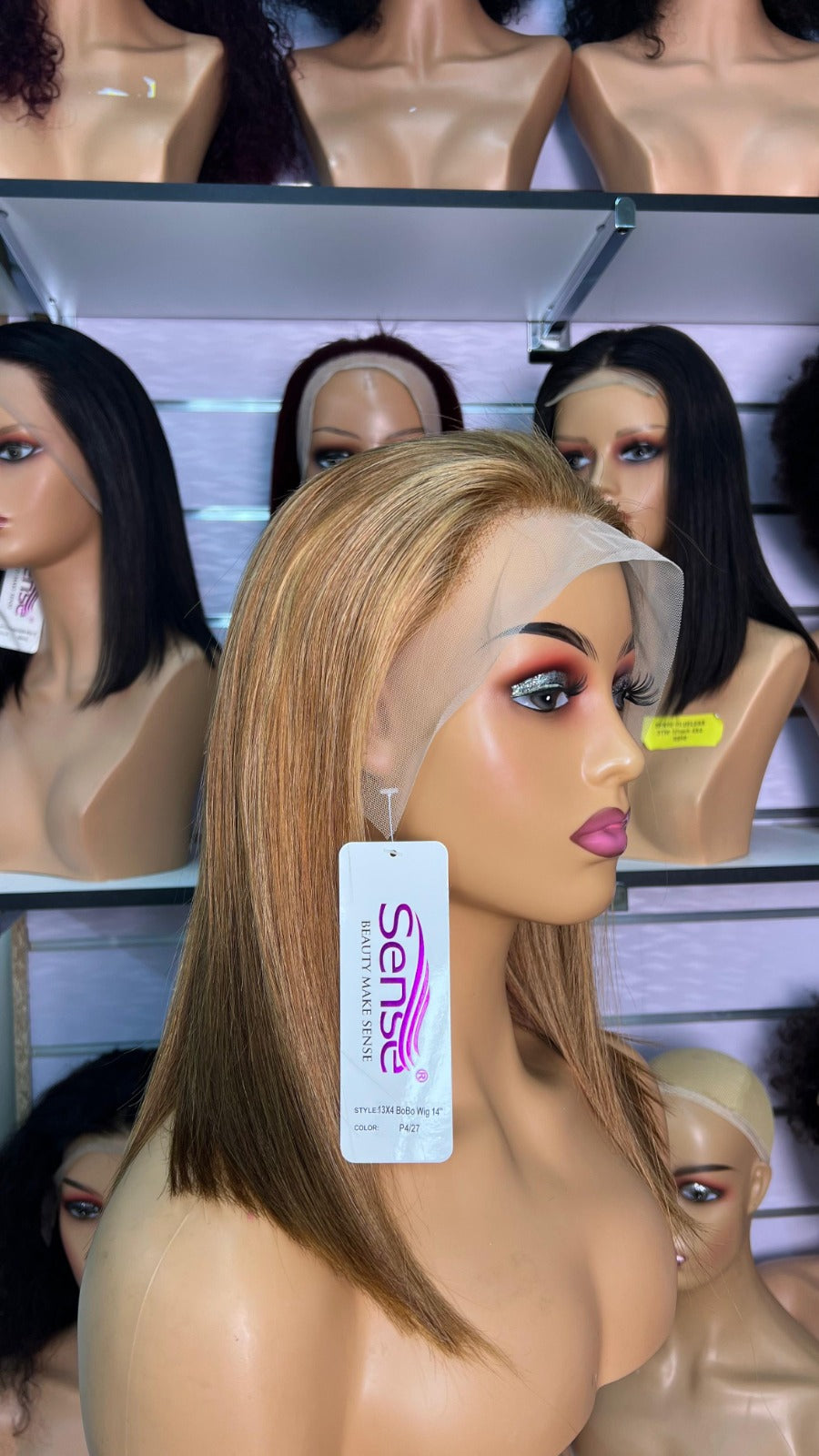 14-Inch Bob Glueless Frontal Wig - Color #4/27 Piano