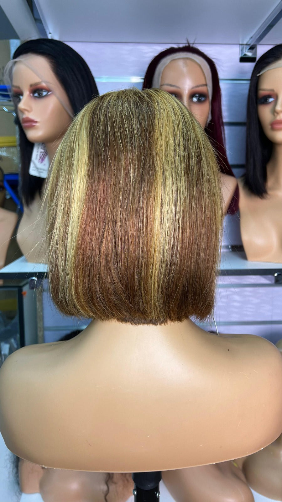8-Inch Piano Bob Glueless Frontal Wig - Color #4/27